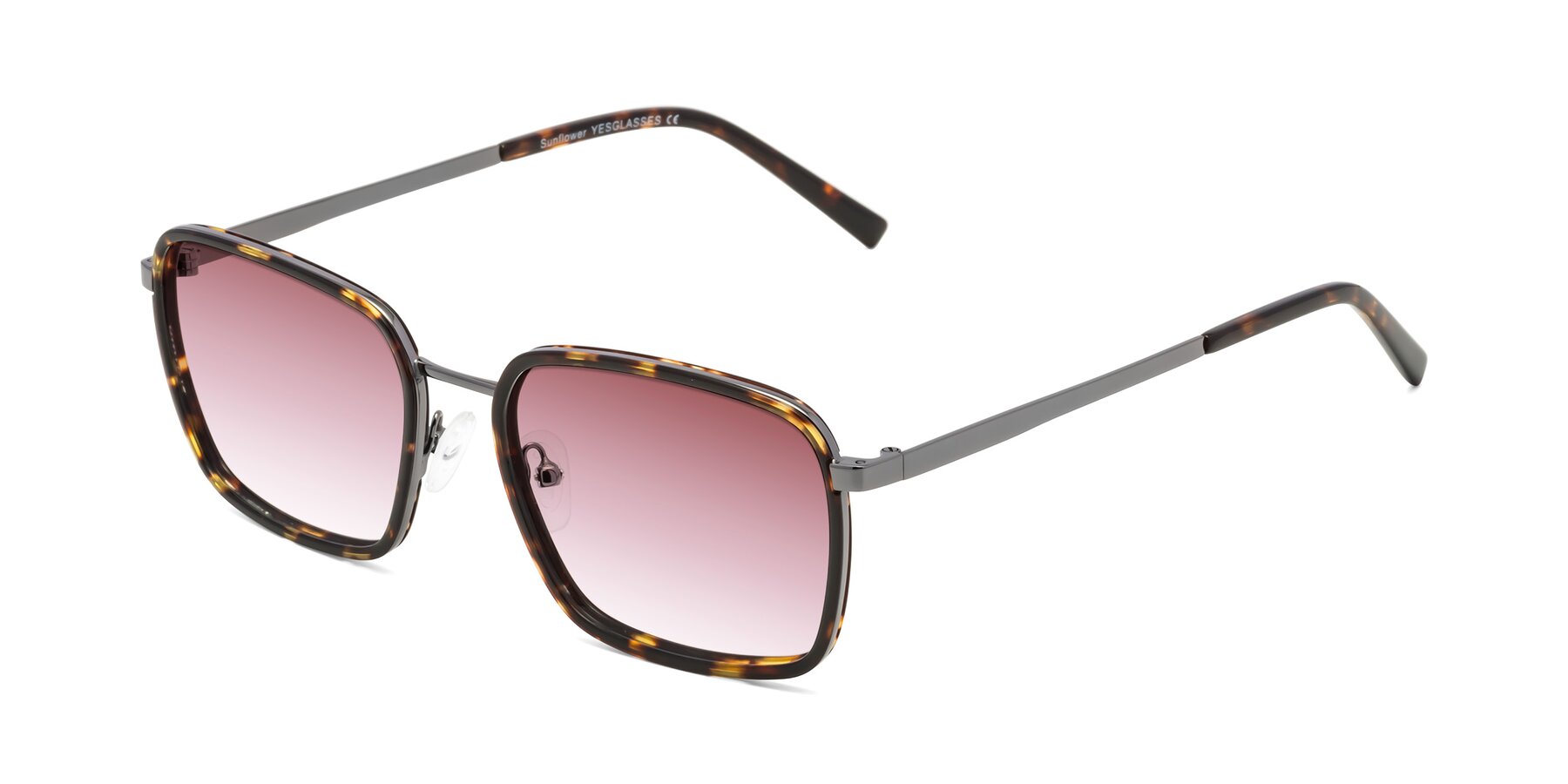 Angle of Sunflower in Tortoise-Gunmetal with Garnet Gradient Lenses