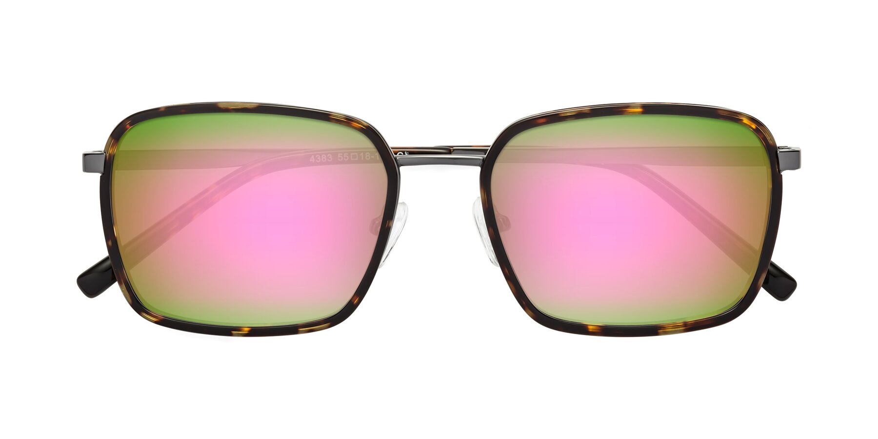 Folded Front of Sunflower in Tortoise-Gunmetal with Pink Mirrored Lenses