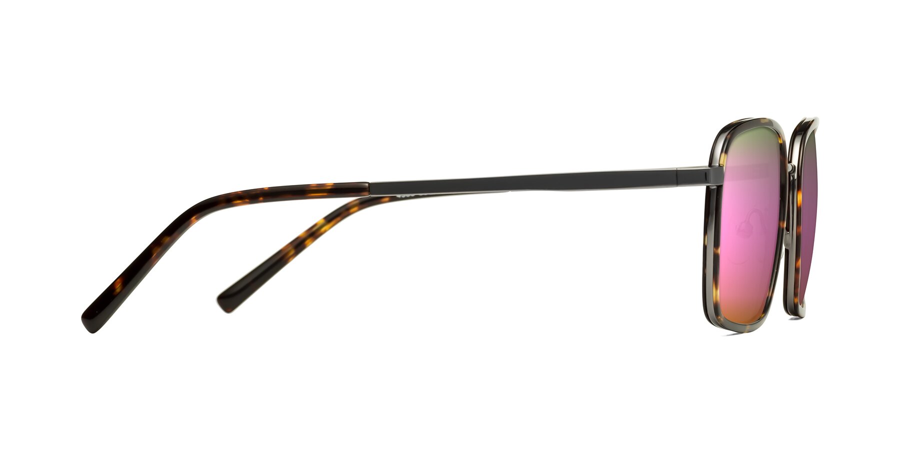 Side of Sunflower in Tortoise-Gunmetal with Pink Mirrored Lenses