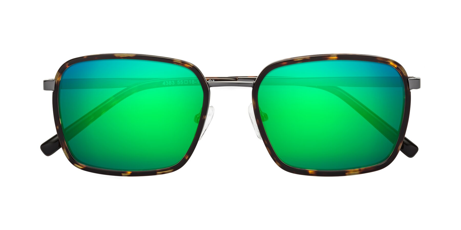 Folded Front of Sunflower in Tortoise-Gunmetal with Green Mirrored Lenses