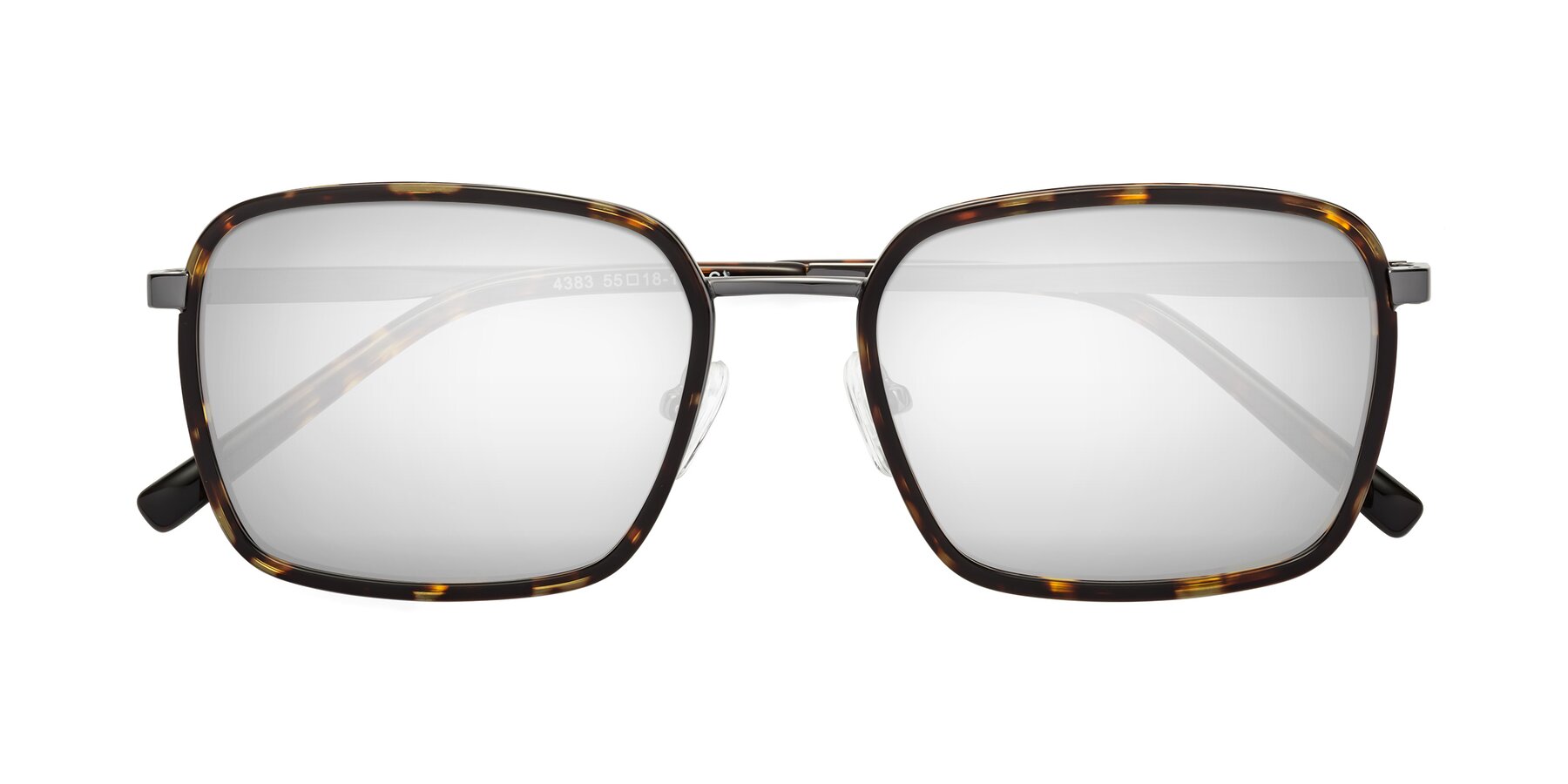 Folded Front of Sunflower in Tortoise-Gunmetal with Silver Mirrored Lenses
