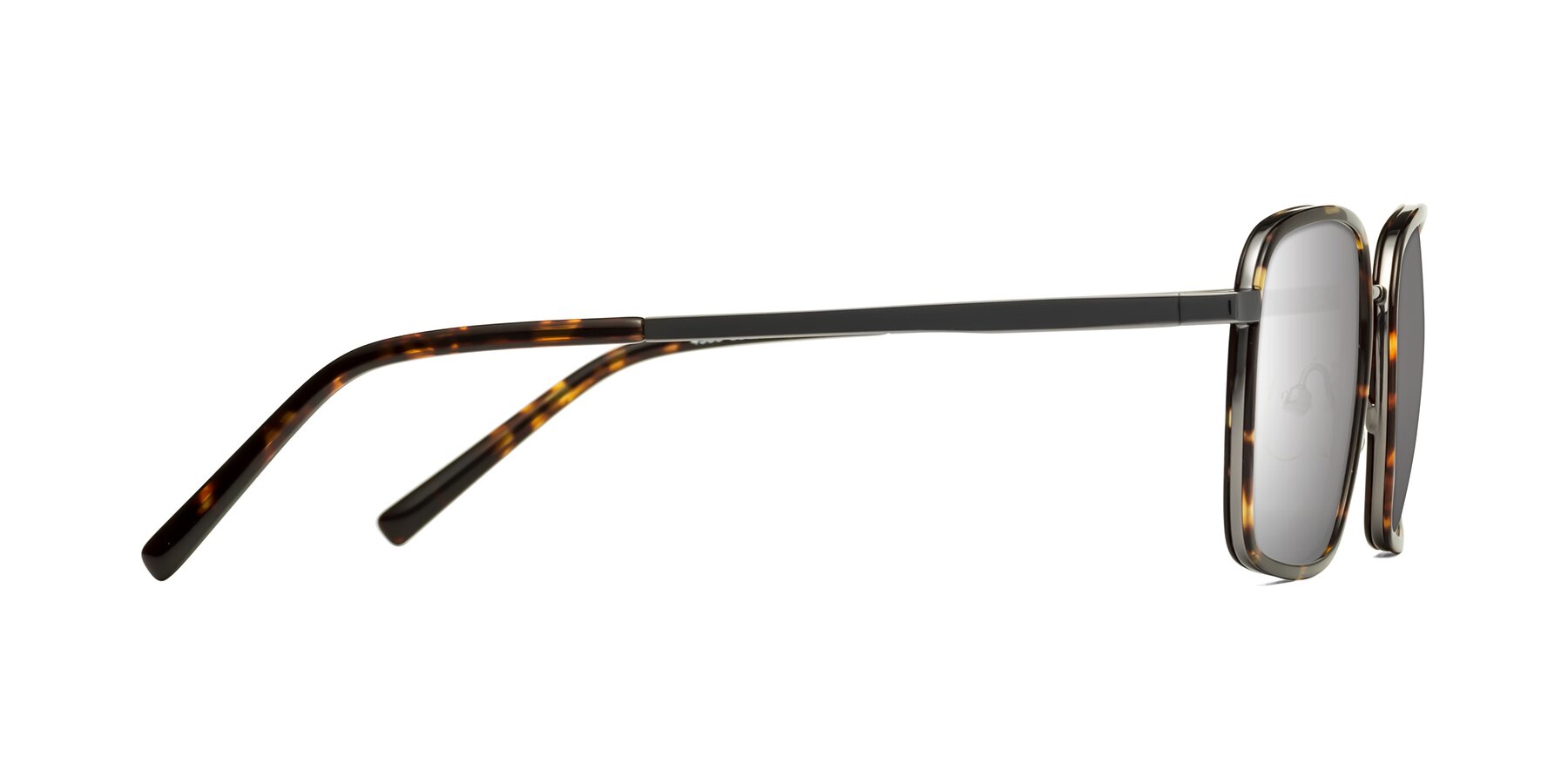 Side of Sunflower in Tortoise-Gunmetal with Silver Mirrored Lenses