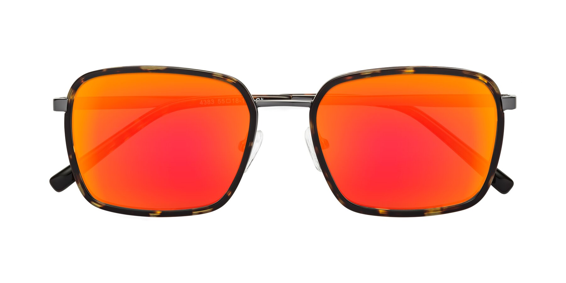 Folded Front of Sunflower in Tortoise-Gunmetal with Red Gold Mirrored Lenses