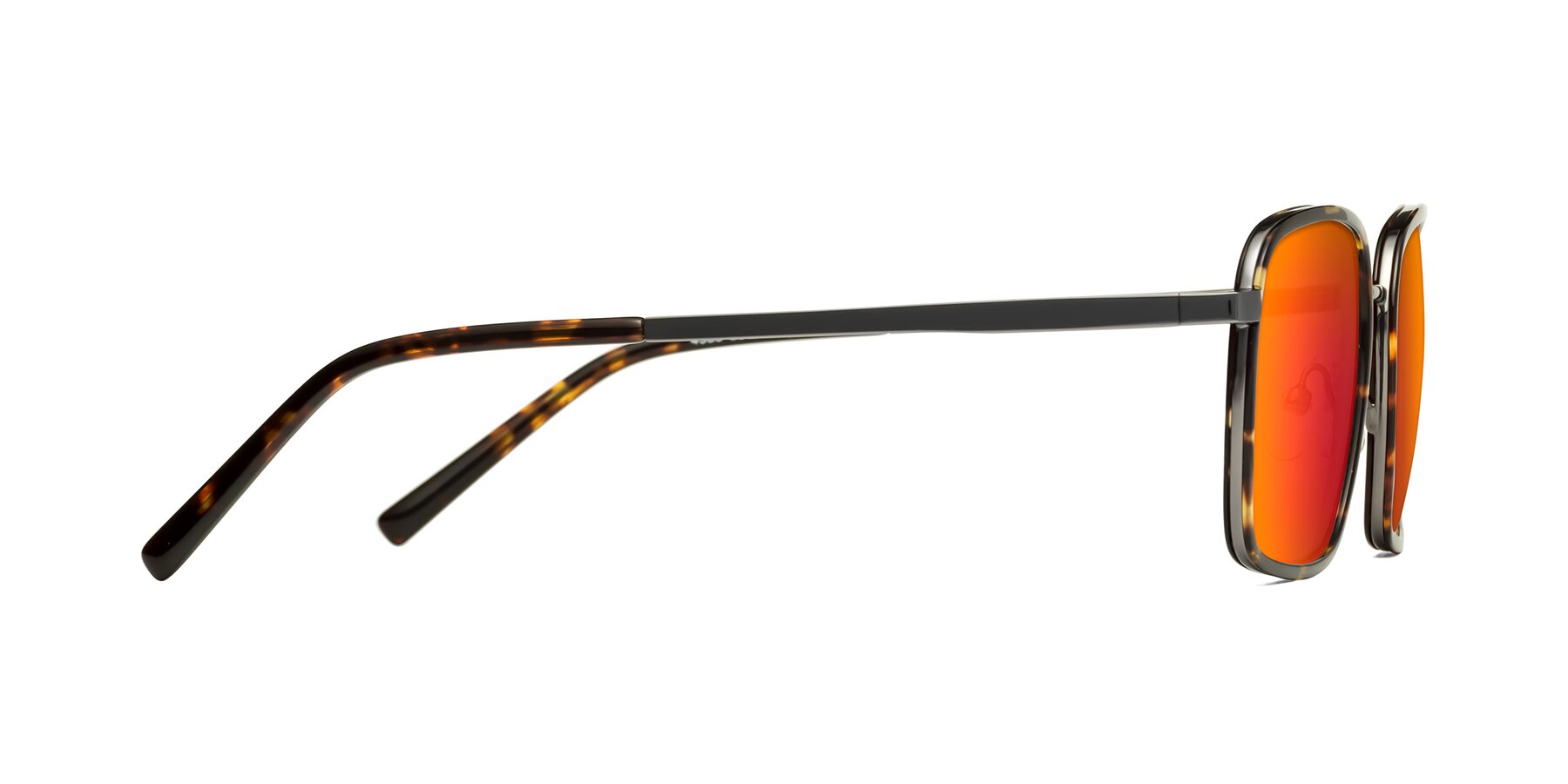 Side of Sunflower in Tortoise-Gunmetal with Red Gold Mirrored Lenses