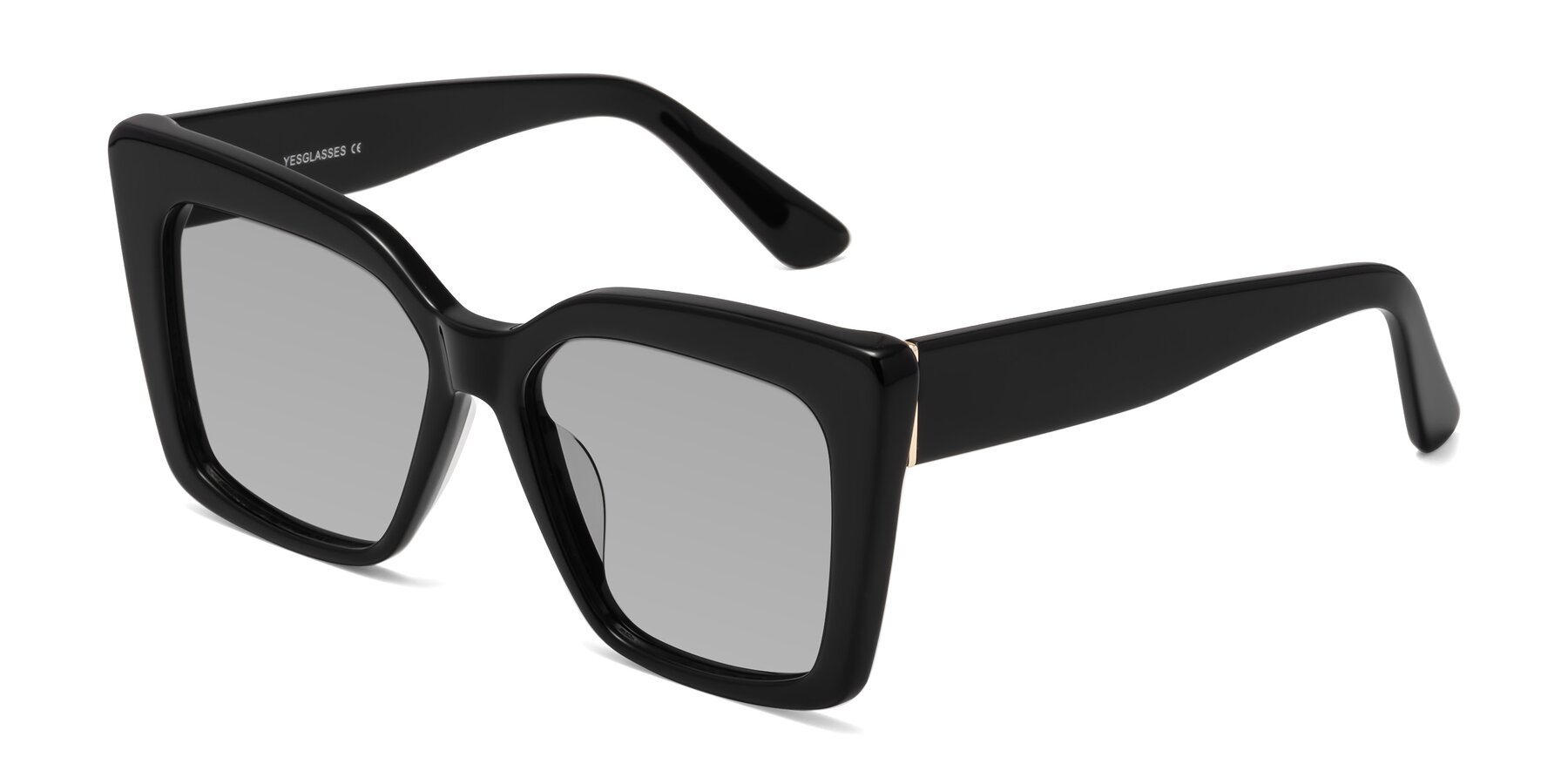 Angle of Hagen in Black with Light Gray Tinted Lenses