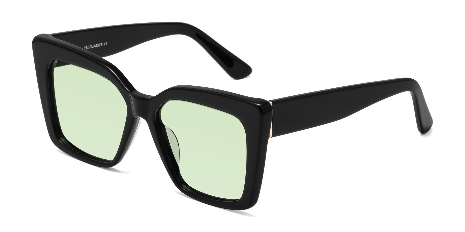 Angle of Hagen in Black with Light Green Tinted Lenses