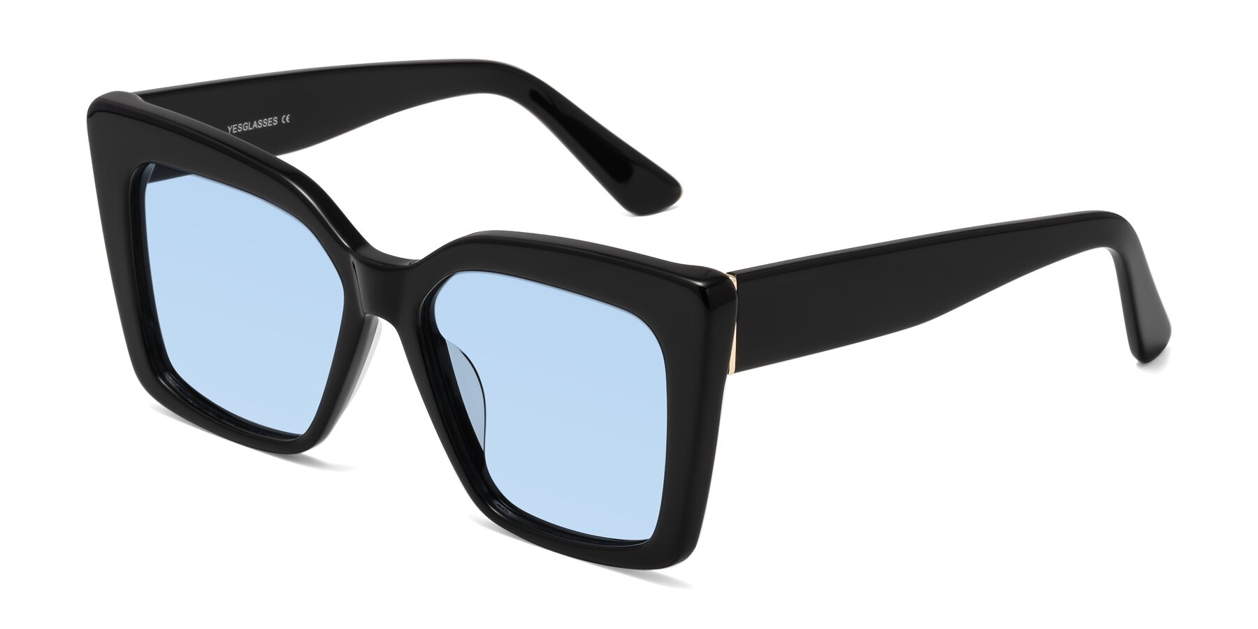 Angle of Hagen in Black with Light Blue Tinted Lenses