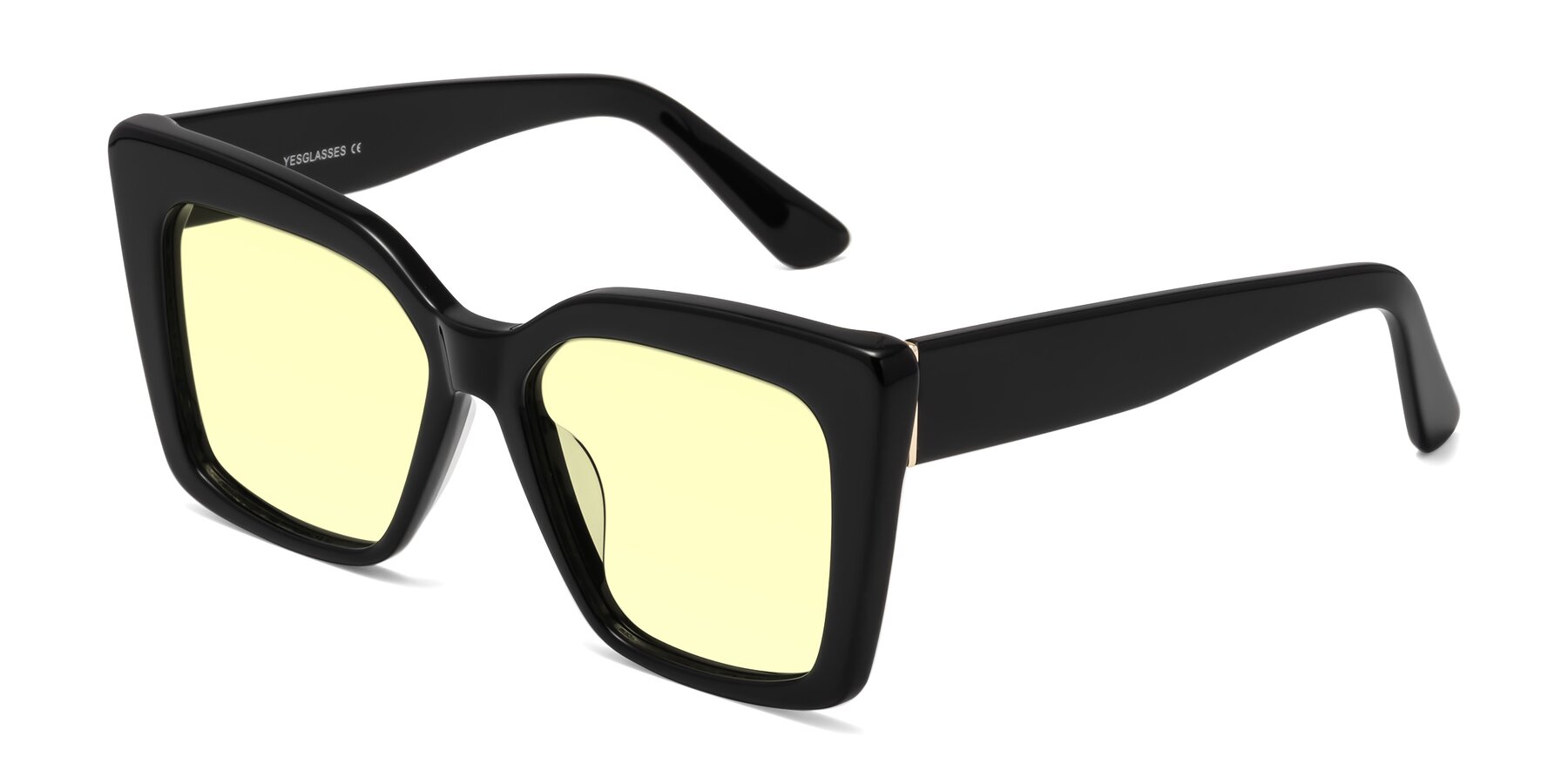 Angle of Hagen in Black with Light Yellow Tinted Lenses