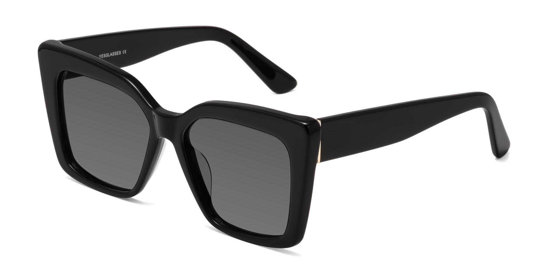 Angle of Hagen in Black with Medium Gray Tinted Lenses