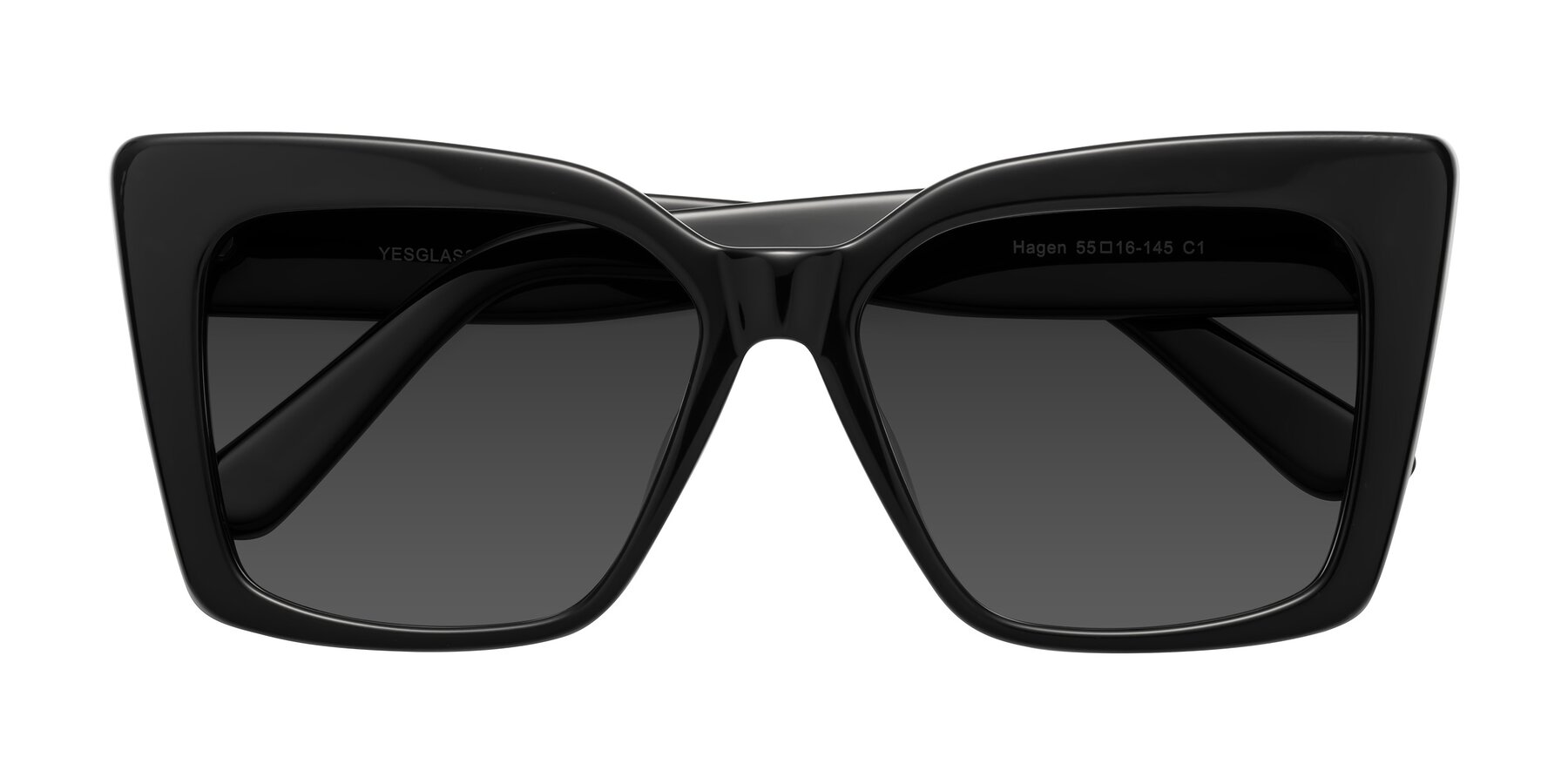 Folded Front of Hagen in Black with Gray Tinted Lenses