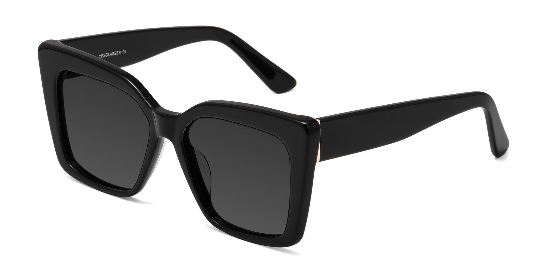 Angle of Hagen in Black with Gray Tinted Lenses