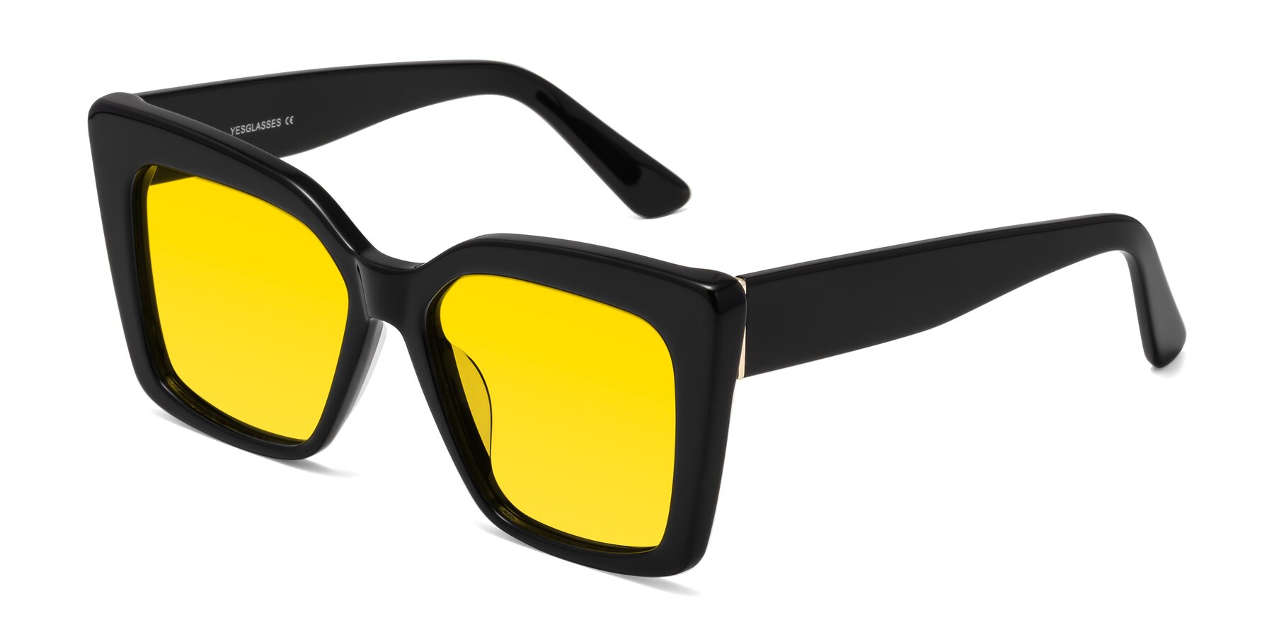 Angle of Hagen in Black with Yellow Tinted Lenses