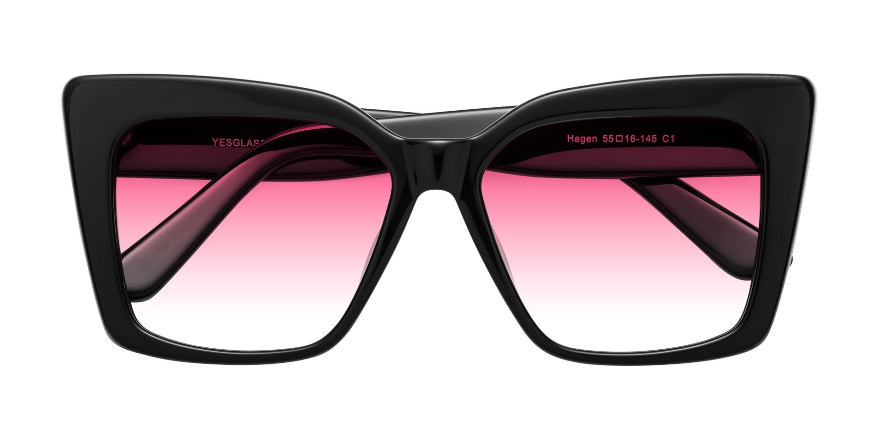 Folded Front of Hagen in Black with Pink Gradient Lenses