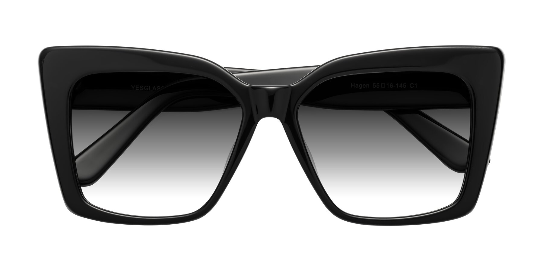 Folded Front of Hagen in Black with Gray Gradient Lenses