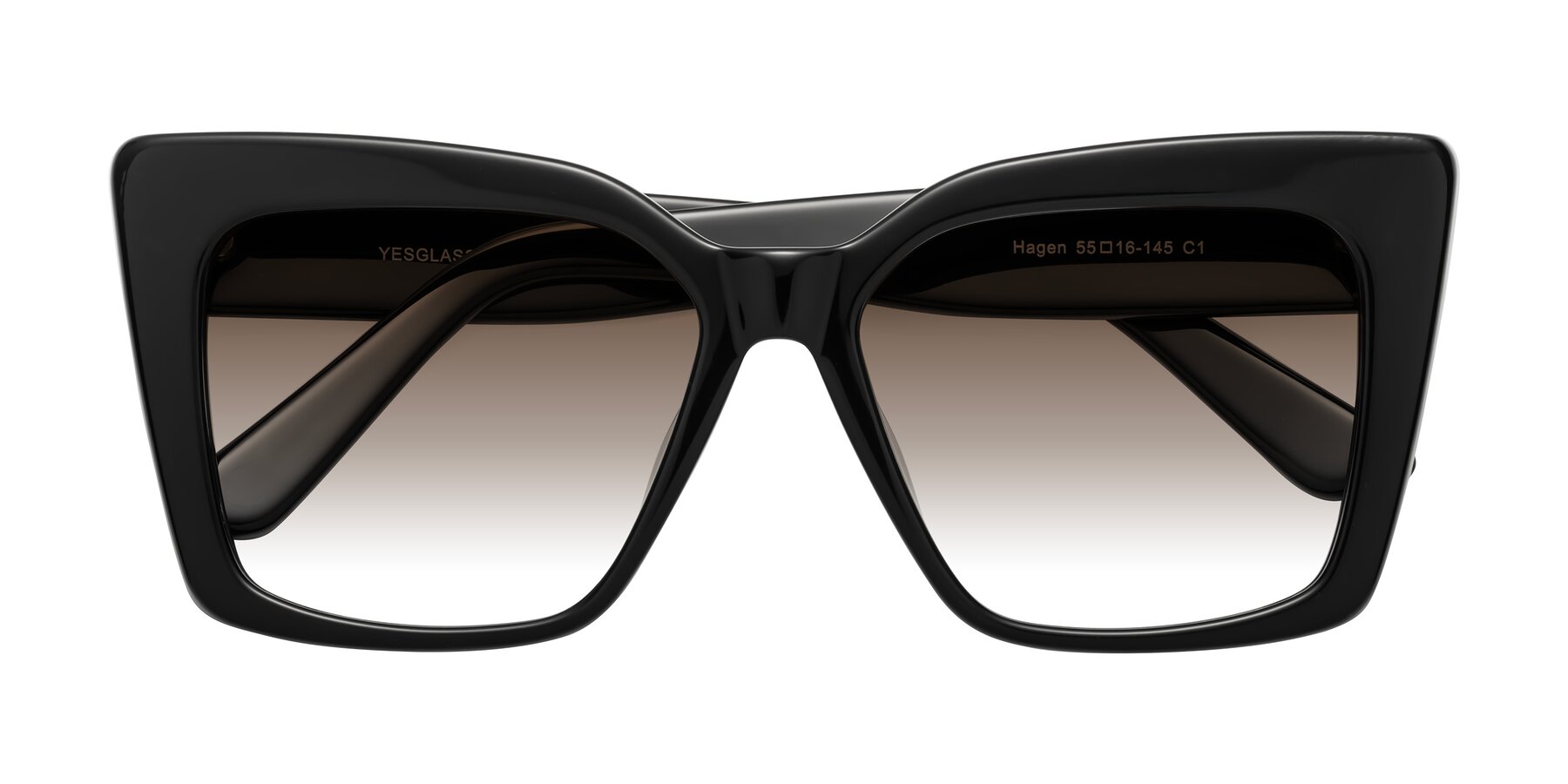 Folded Front of Hagen in Black with Brown Gradient Lenses