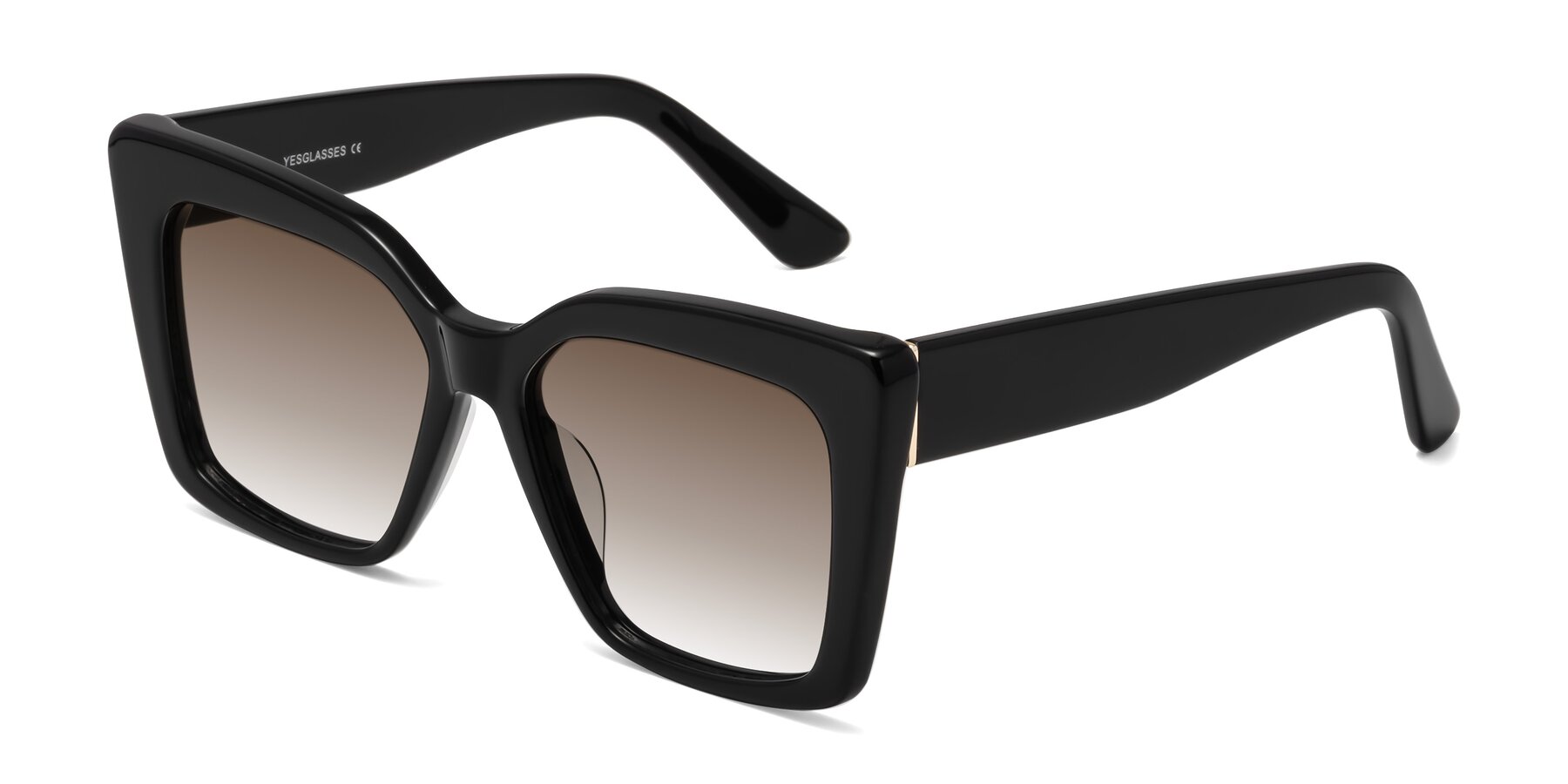 Angle of Hagen in Black with Brown Gradient Lenses