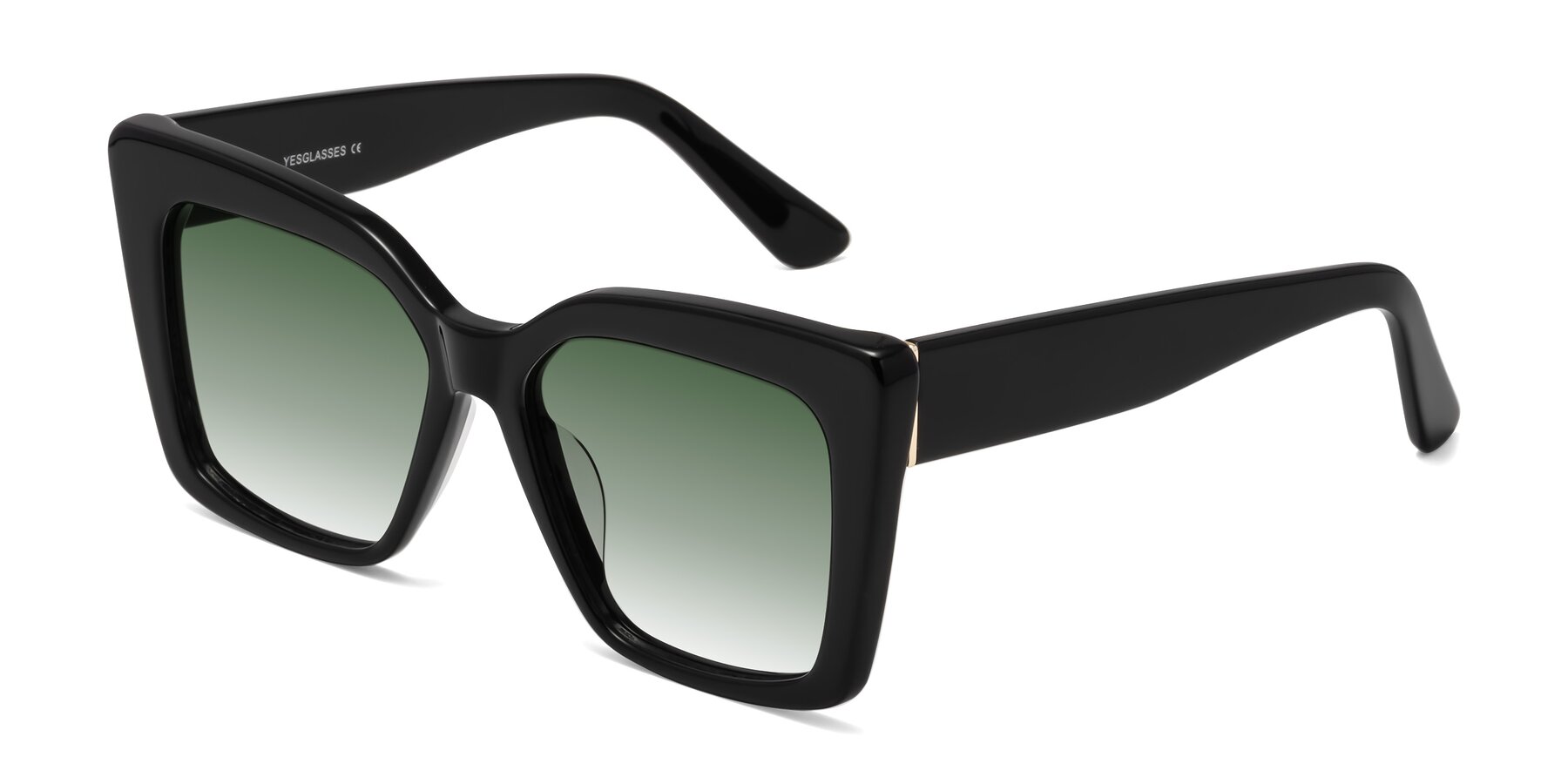 Angle of Hagen in Black with Green Gradient Lenses