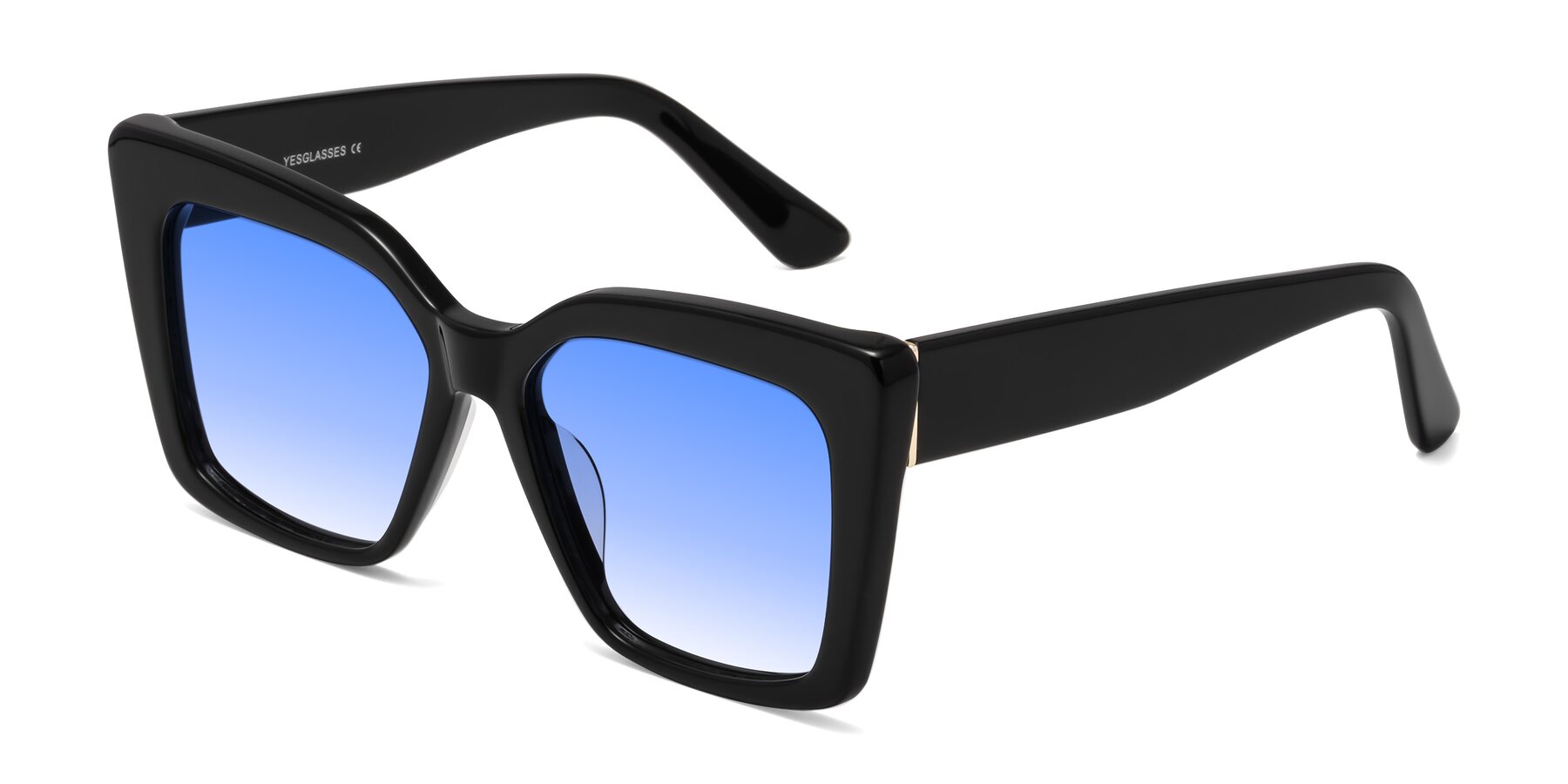 Angle of Hagen in Black with Blue Gradient Lenses