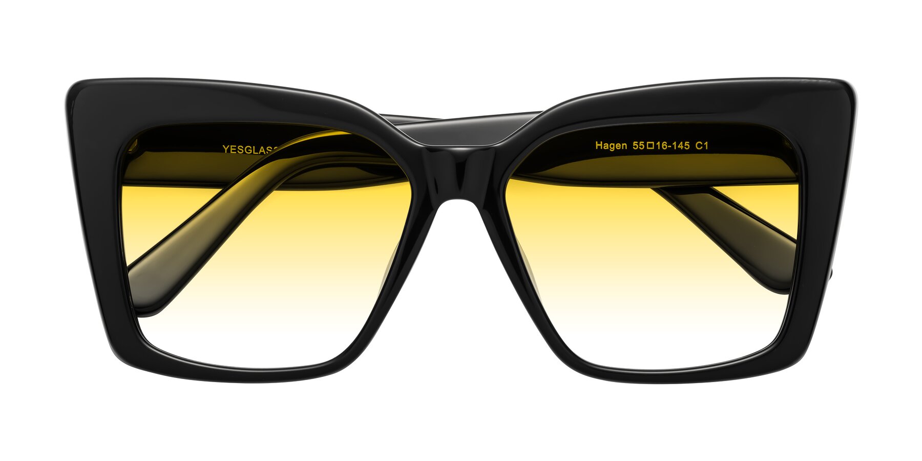 Folded Front of Hagen in Black with Yellow Gradient Lenses