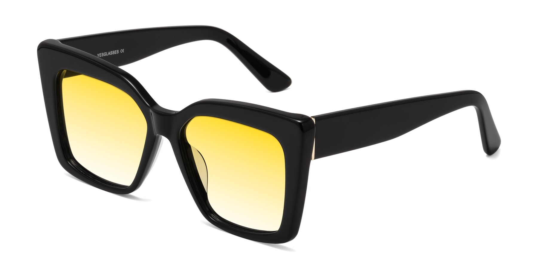 Angle of Hagen in Black with Yellow Gradient Lenses