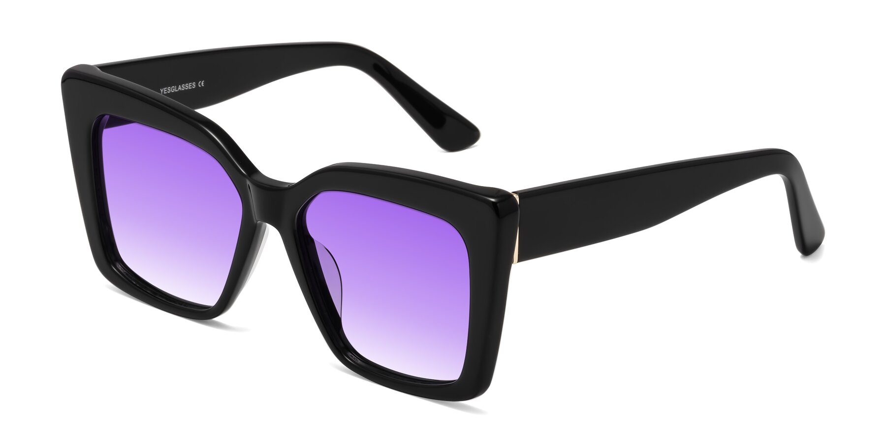 Angle of Hagen in Black with Purple Gradient Lenses
