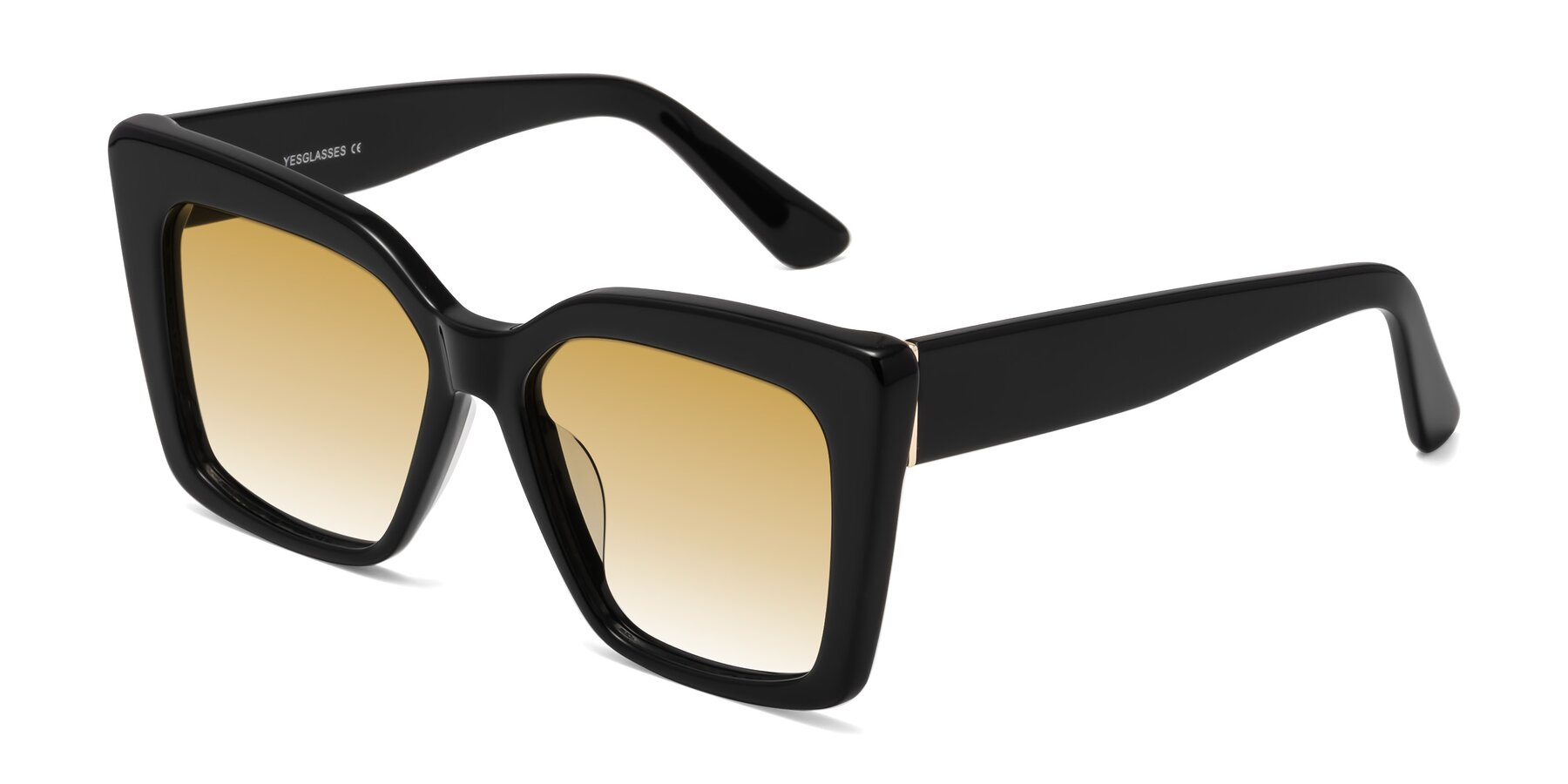 Angle of Hagen in Black with Champagne Gradient Lenses