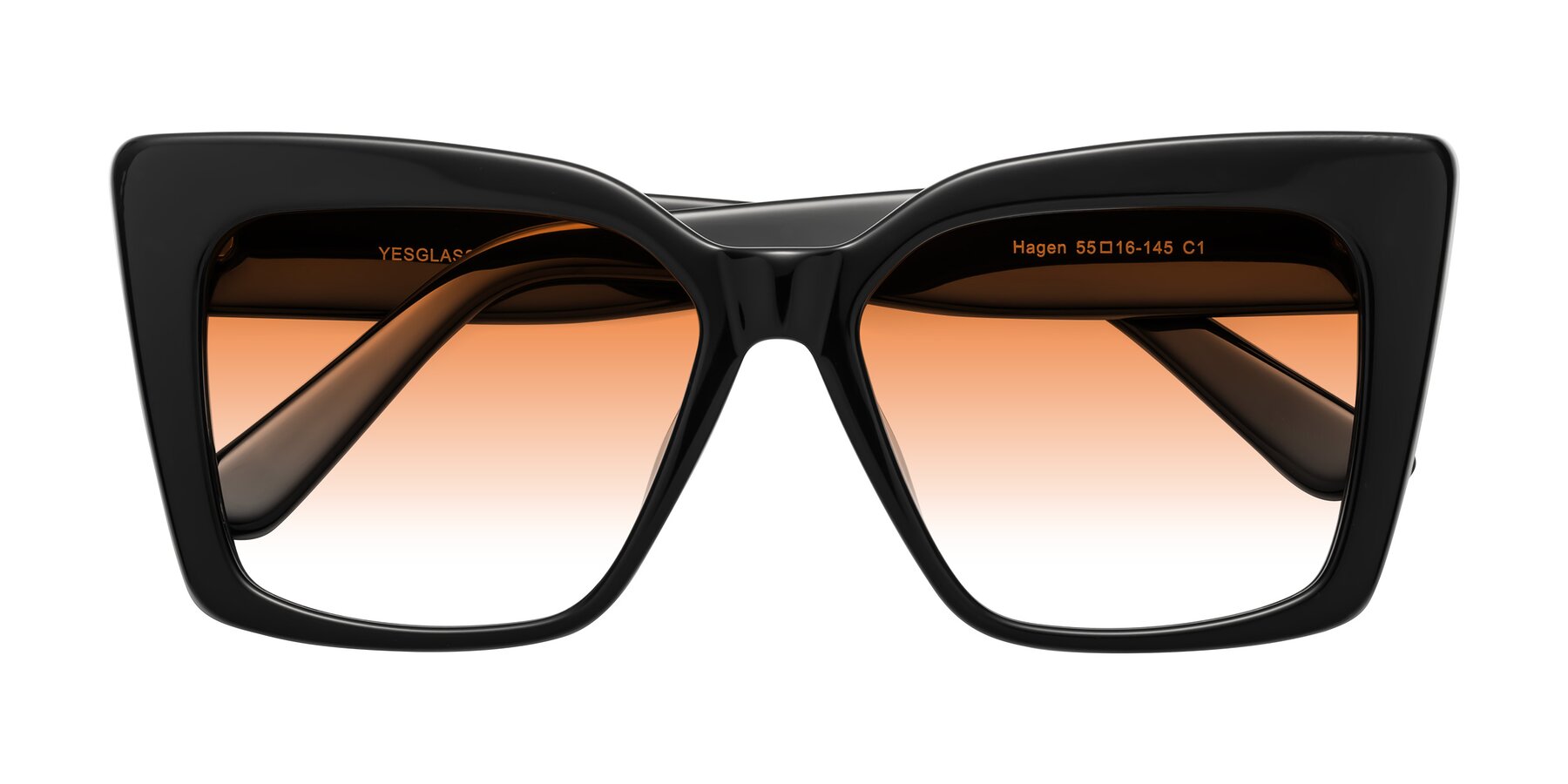 Folded Front of Hagen in Black with Orange Gradient Lenses