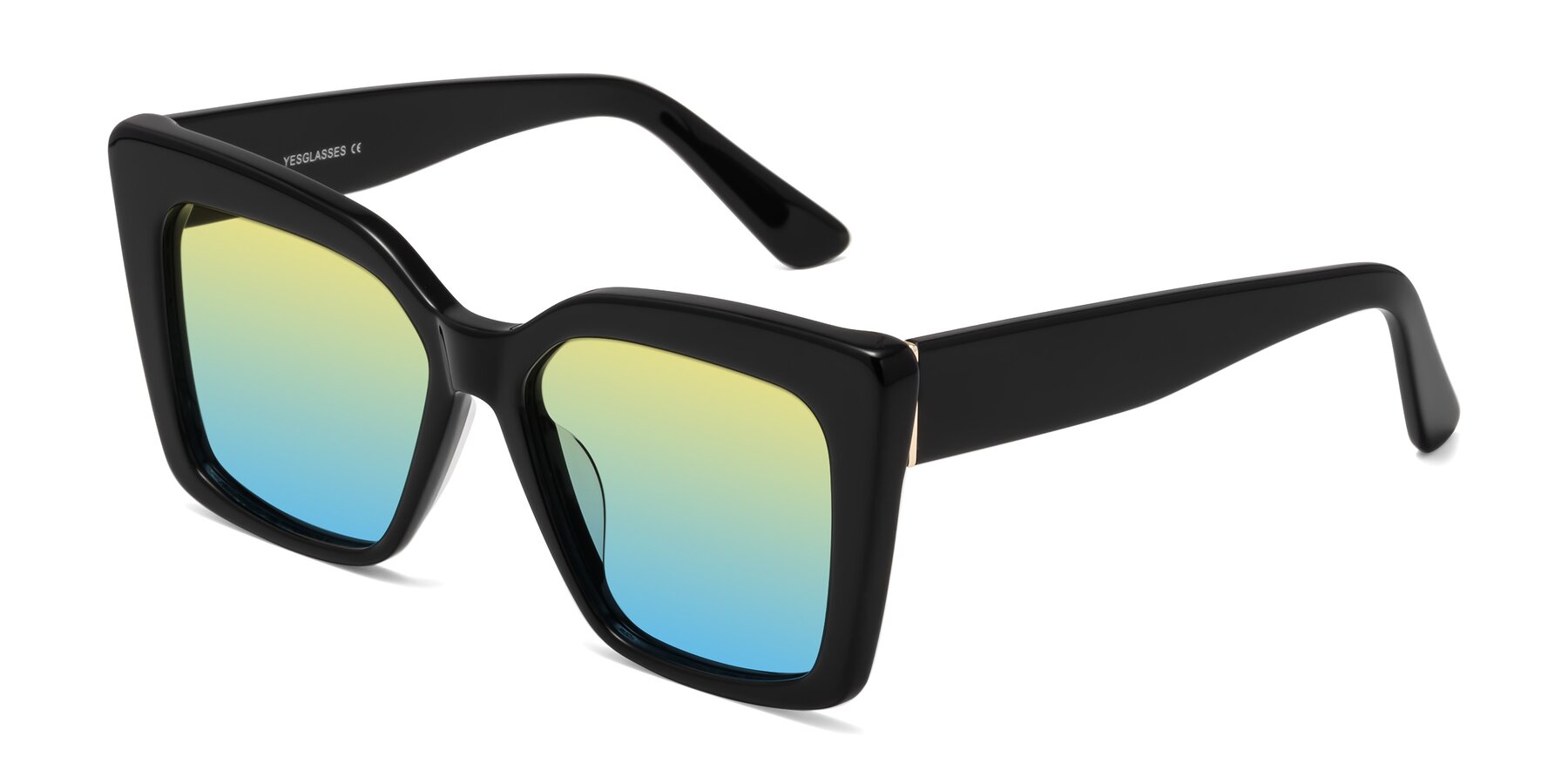 Angle of Hagen in Black with Yellow / Blue Gradient Lenses