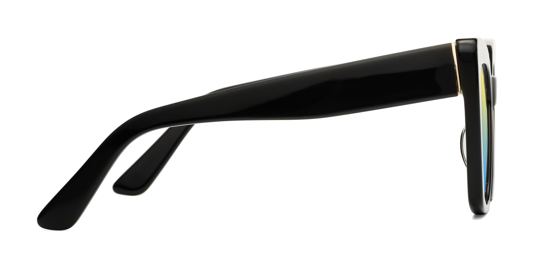Side of Hagen in Black with Yellow / Blue Gradient Lenses