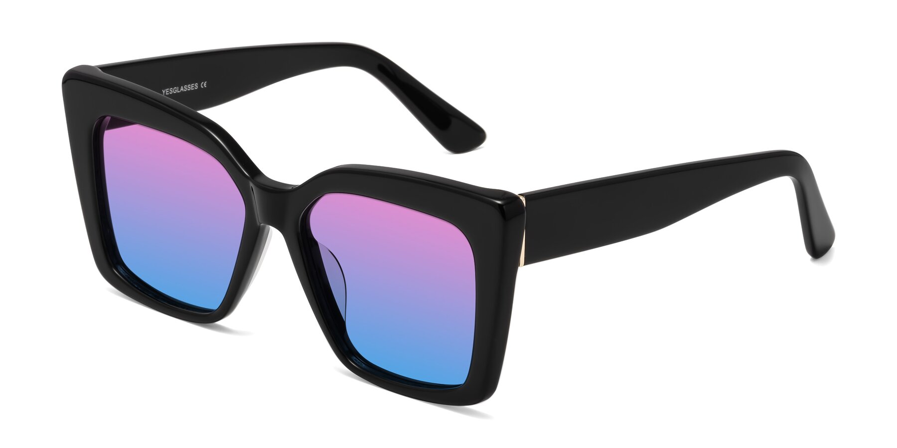 Angle of Hagen in Black with Pink / Blue Gradient Lenses