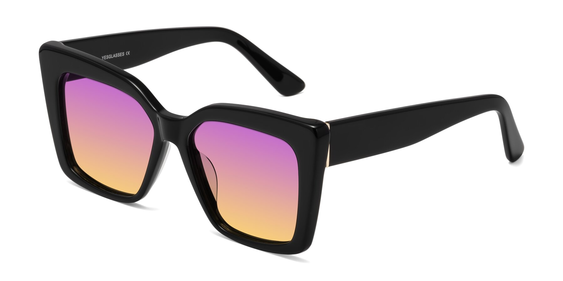 Angle of Hagen in Black with Purple / Yellow Gradient Lenses