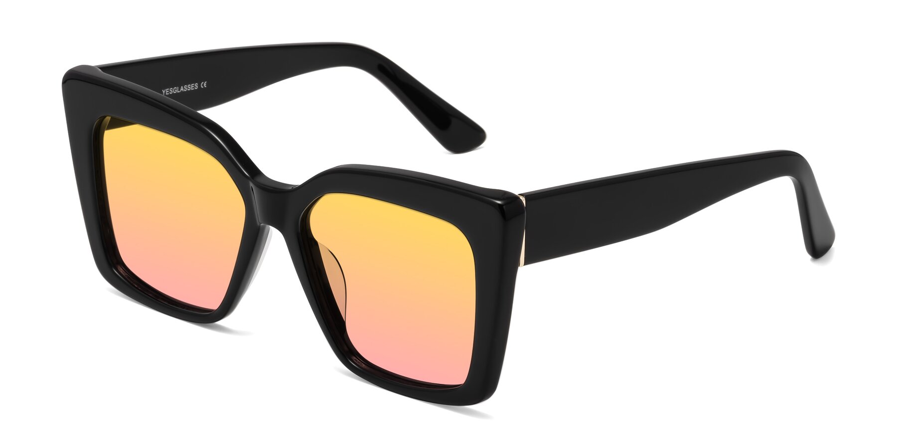 Angle of Hagen in Black with Yellow / Pink Gradient Lenses