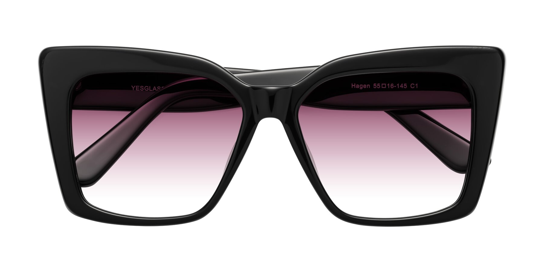 Folded Front of Hagen in Black with Wine Gradient Lenses