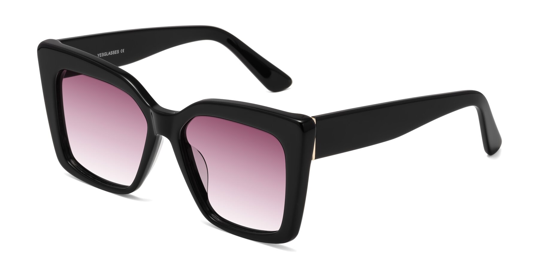 Angle of Hagen in Black with Wine Gradient Lenses