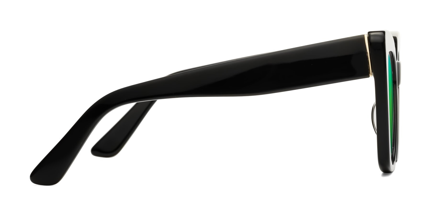 Side of Hagen in Black with Green Mirrored Lenses