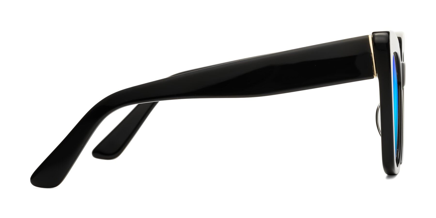 Side of Hagen in Black with Blue Mirrored Lenses
