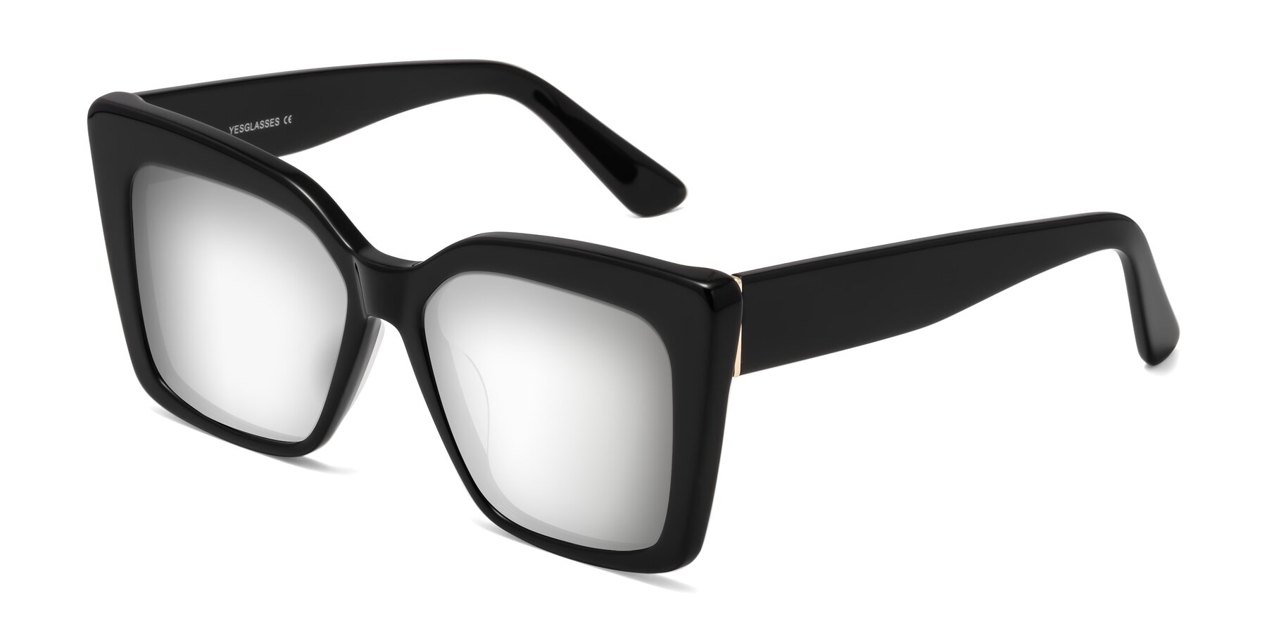 Angle of Hagen in Black with Silver Mirrored Lenses