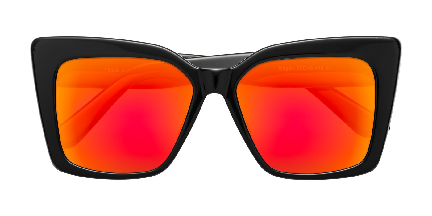 Hagen - Black Flash Mirrored Sunglasses