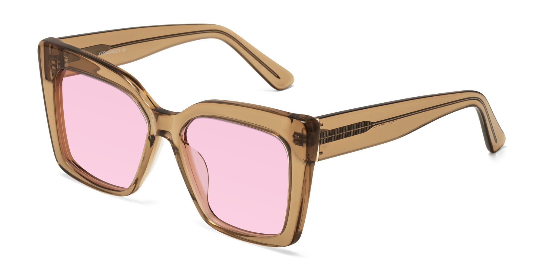 Angle of Hagen in Translucent Brown with Light Pink Tinted Lenses