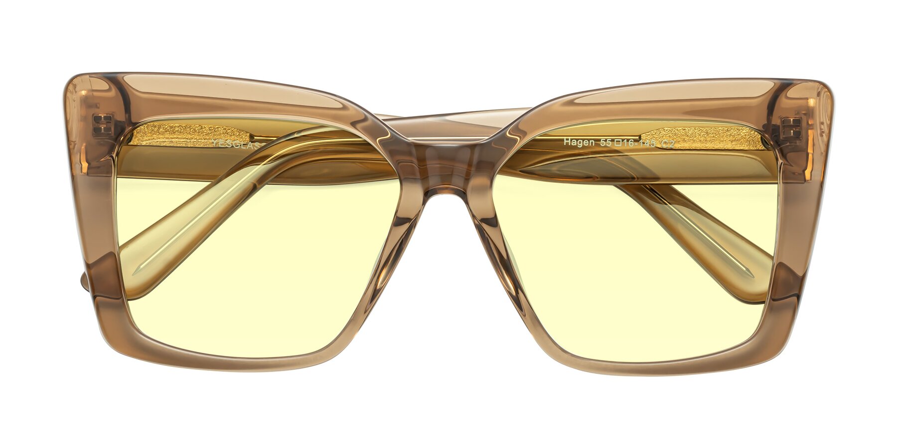 Folded Front of Hagen in Translucent Brown with Light Yellow Tinted Lenses