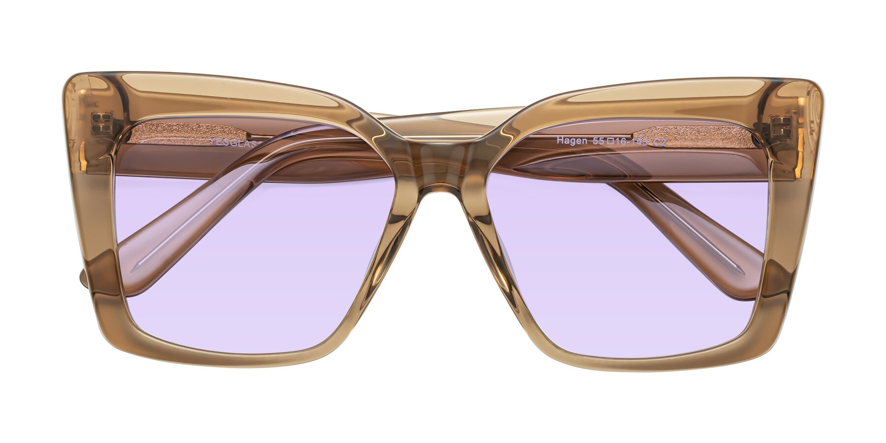 Folded Front of Hagen in Translucent Brown with Light Purple Tinted Lenses
