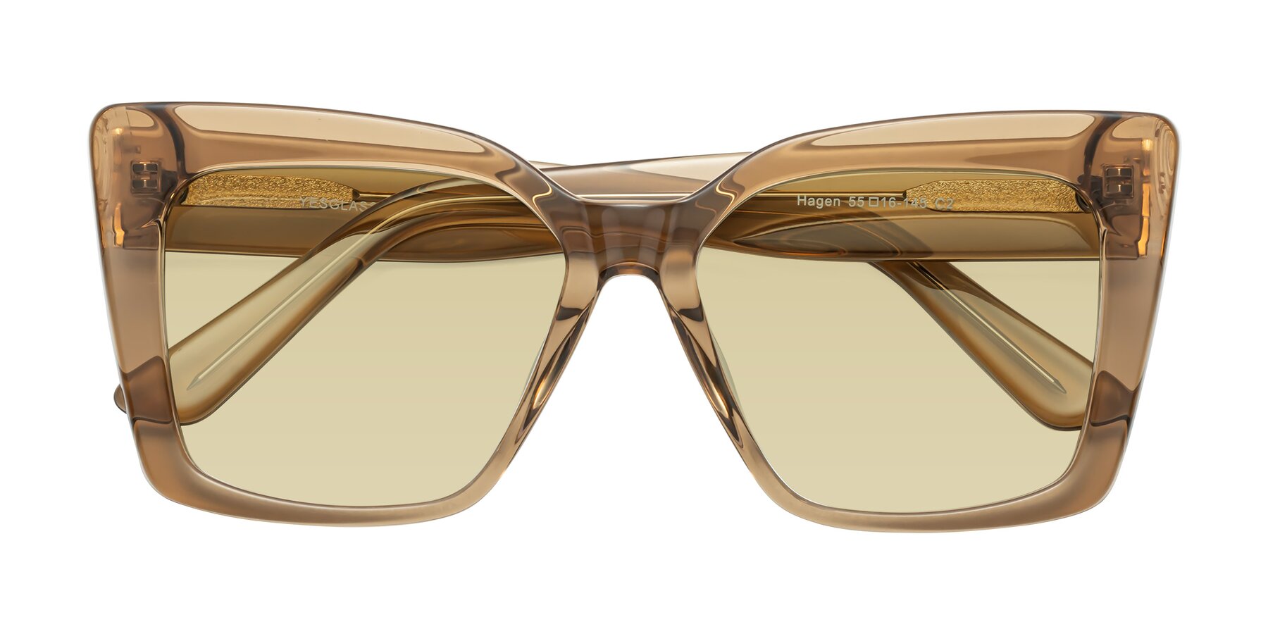Folded Front of Hagen in Translucent Brown with Light Champagne Tinted Lenses