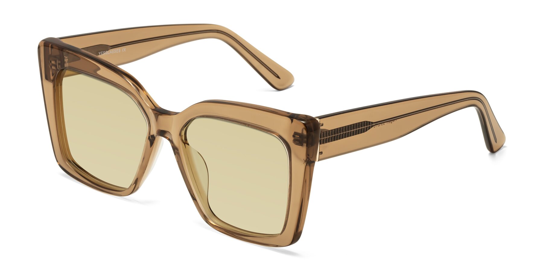 Angle of Hagen in Translucent Brown with Light Champagne Tinted Lenses