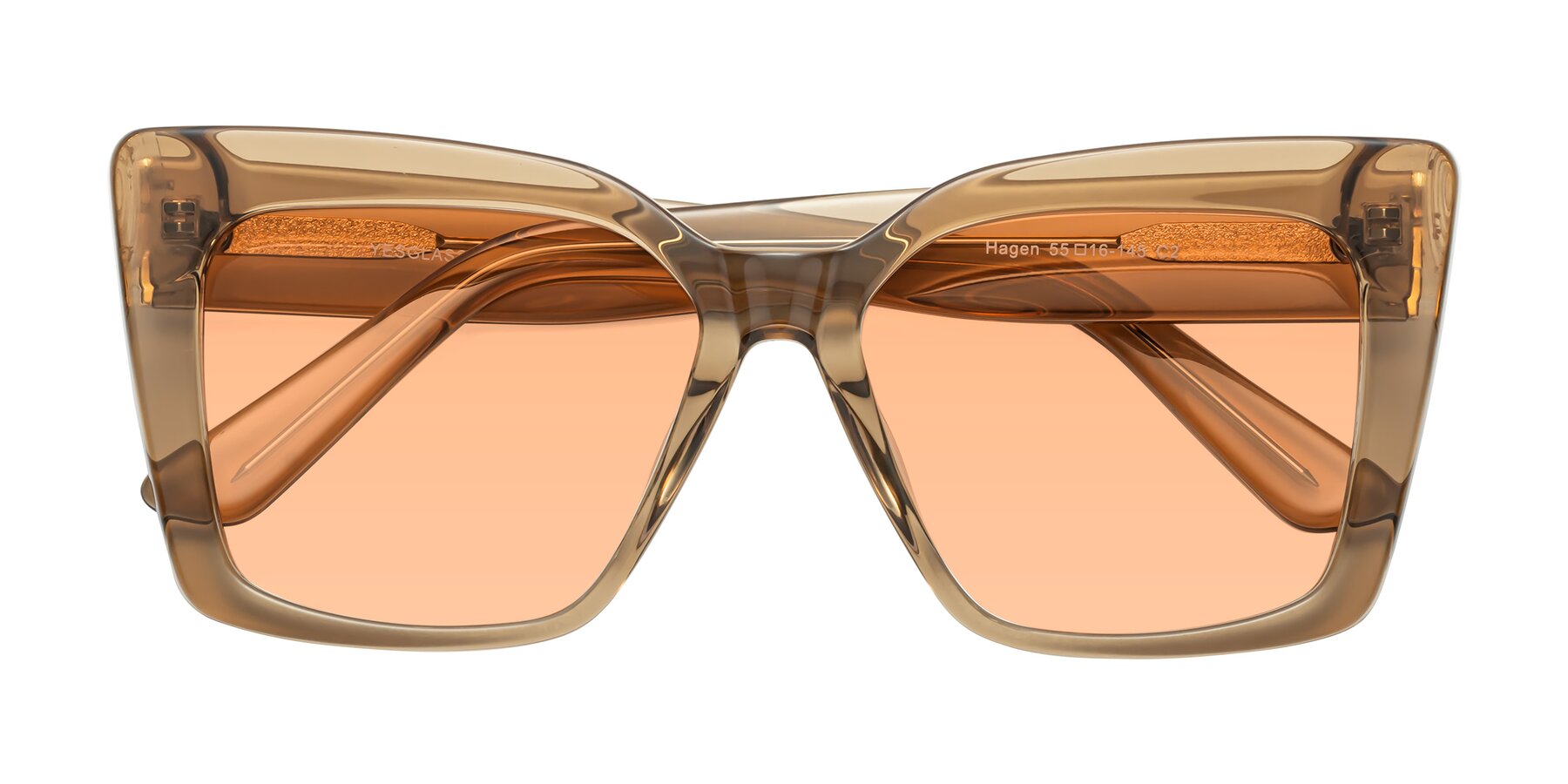 Folded Front of Hagen in Translucent Brown with Light Orange Tinted Lenses