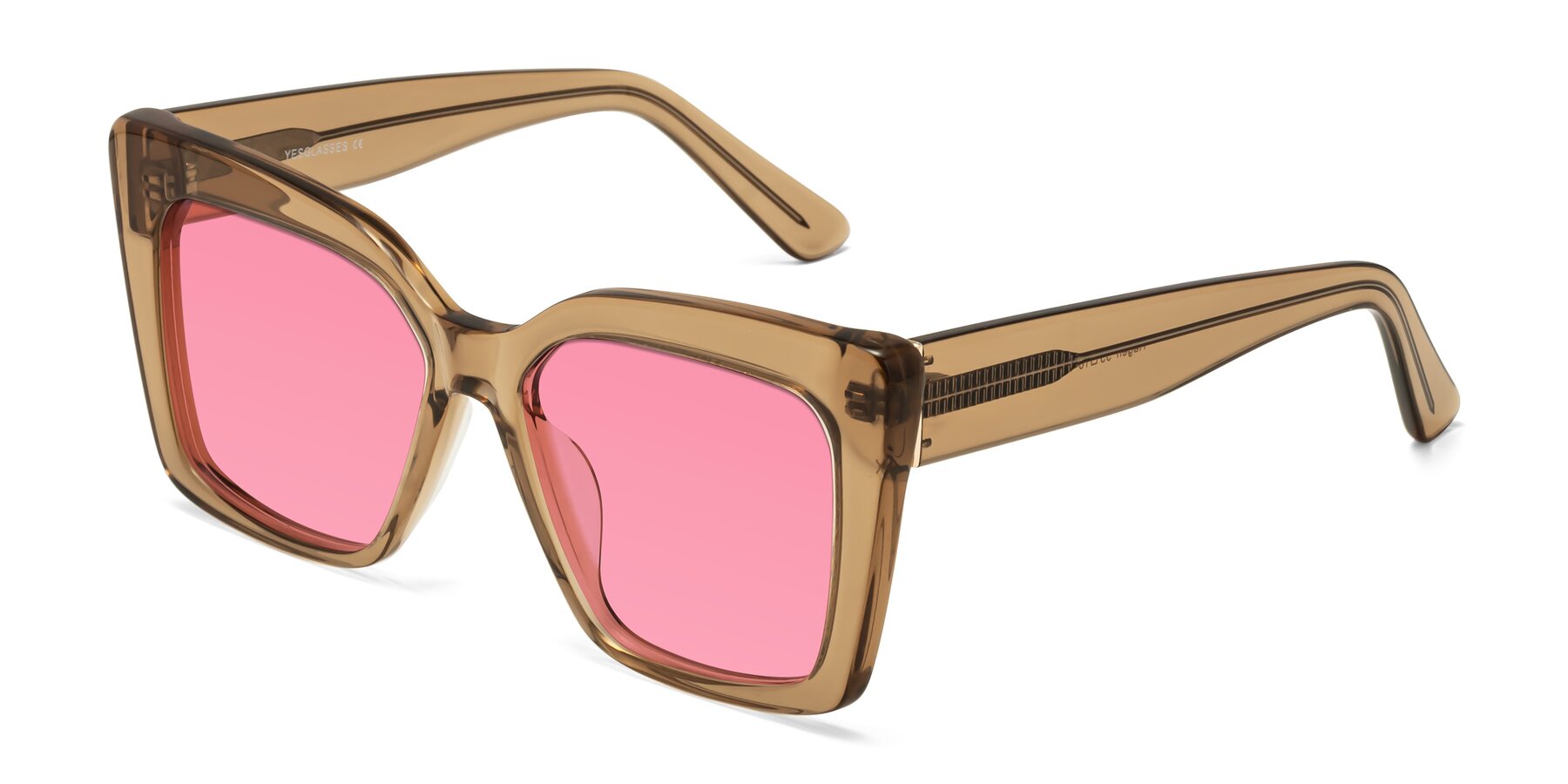 Angle of Hagen in Translucent Brown with Pink Tinted Lenses