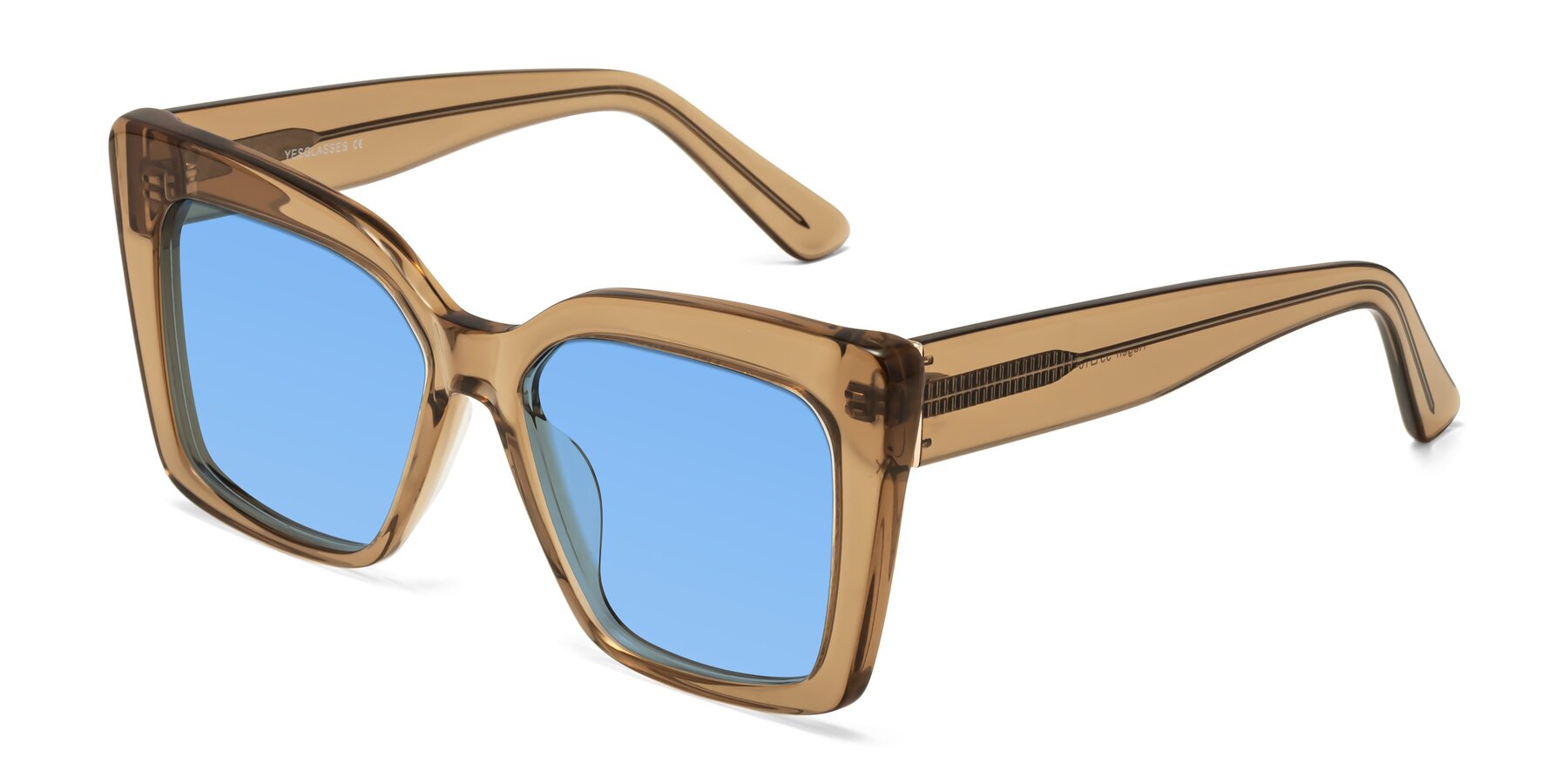 Angle of Hagen in Translucent Brown with Medium Blue Tinted Lenses