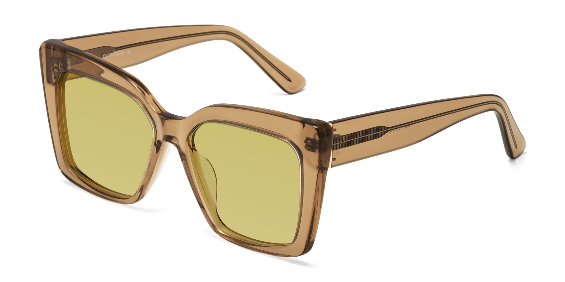 Angle of Hagen in Translucent Brown with Medium Champagne Tinted Lenses
