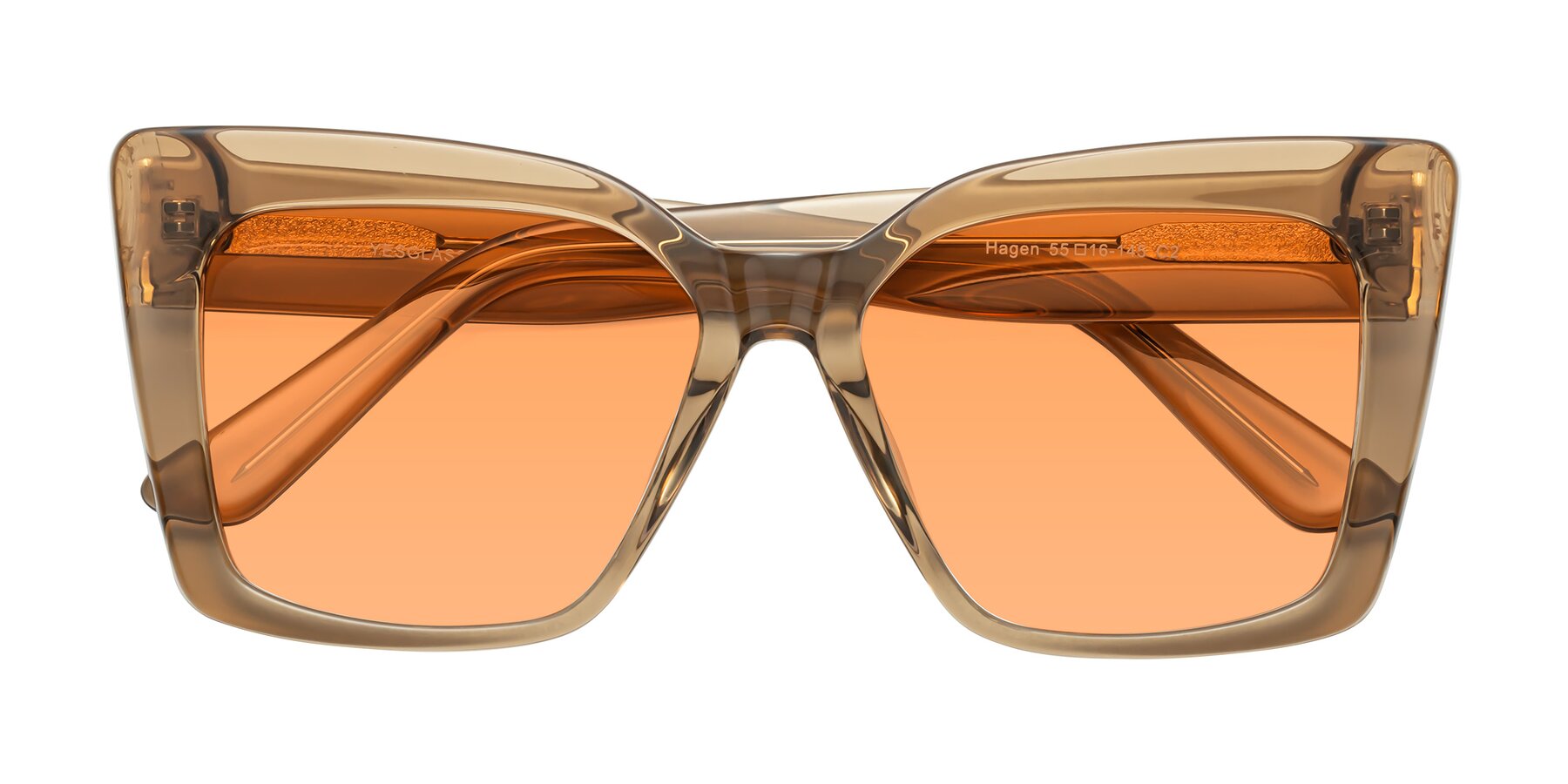 Folded Front of Hagen in Translucent Brown with Medium Orange Tinted Lenses