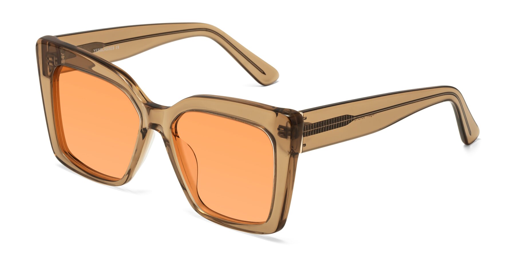 Angle of Hagen in Translucent Brown with Medium Orange Tinted Lenses