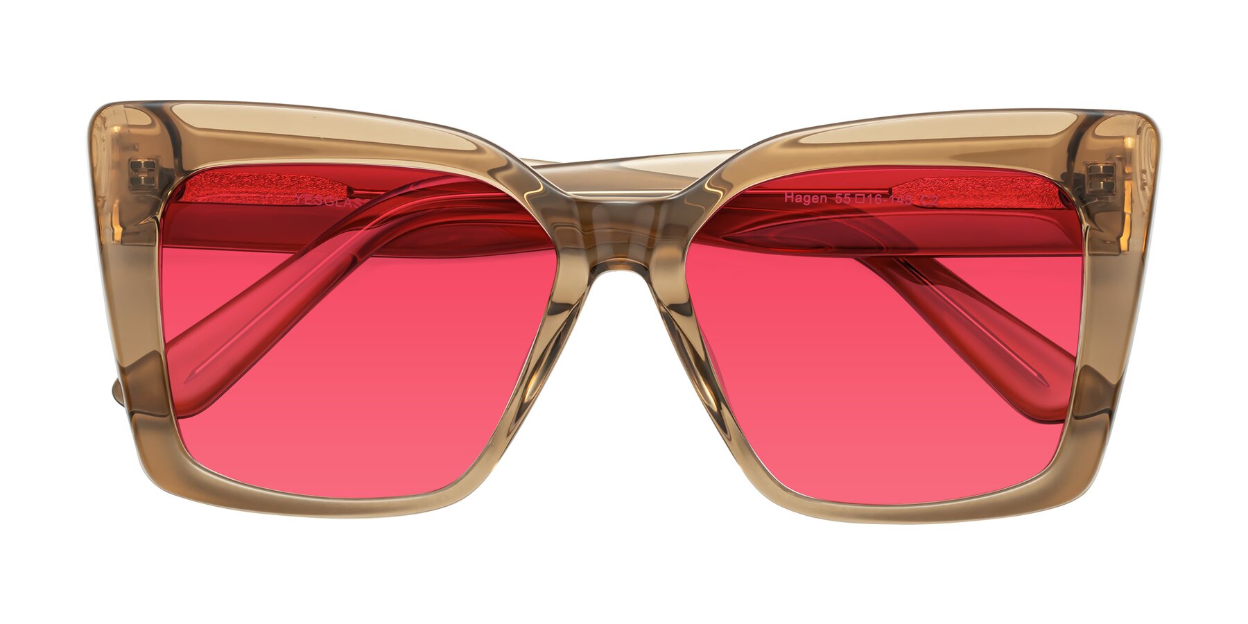 Folded Front of Hagen in Translucent Brown with Red Tinted Lenses